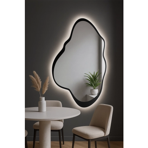 Lustro o nieregularnym kształcie w ramie mdf z podświetleniem - POCO W RAMIE LED